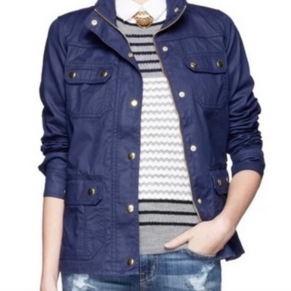 J. CREW Downtown Field Jacket Military Utility Navy Blue Women’s S - Picture 1 of 16